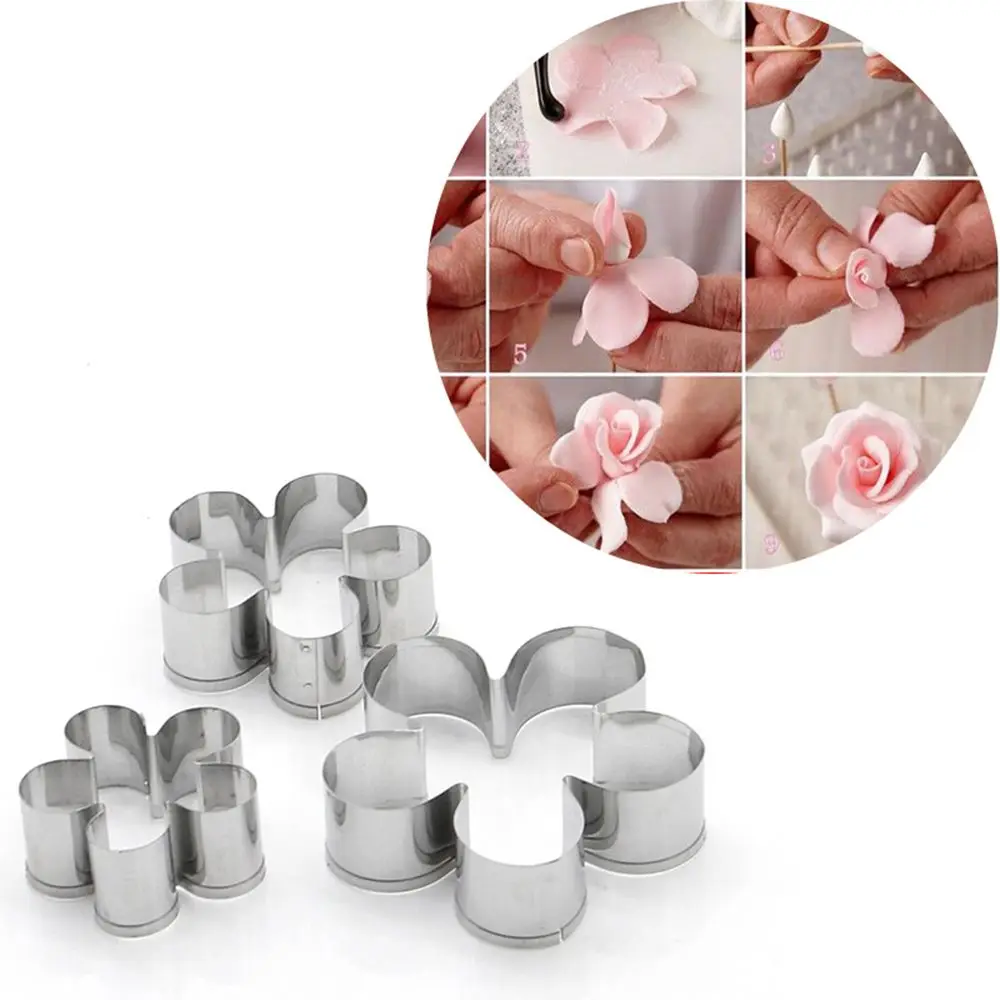 Three-piece Stainless Steel Sugar Flower Cutting Mold DIY Rose Petal Mold for Cake Kitchen Accessories, As photo
Three-piece Stainless Steel Sugar Flower Cutting Mold DIY Rose Petal Mold for Cake Kitchen Accessories, As photo