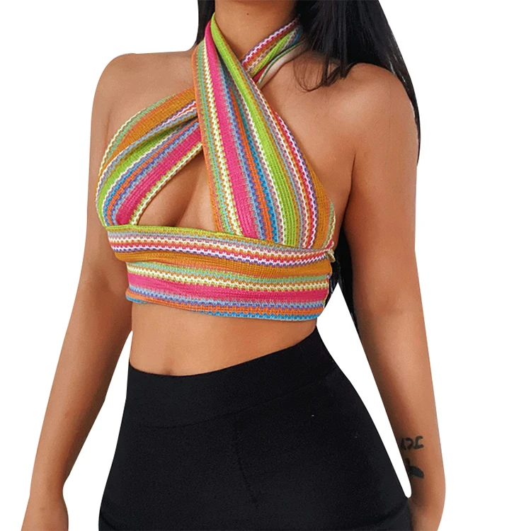 New Wrapped Chest Sleeveless Slim Cropped Women Tube Top Rainbow Color Striped Halter Sexy Backless Vest Women Clothing
New Wrapped Chest Sleeveless Slim Cropped Women Tube Top Rainbow Color Striped Halter Sexy Backless Vest Women Clothing