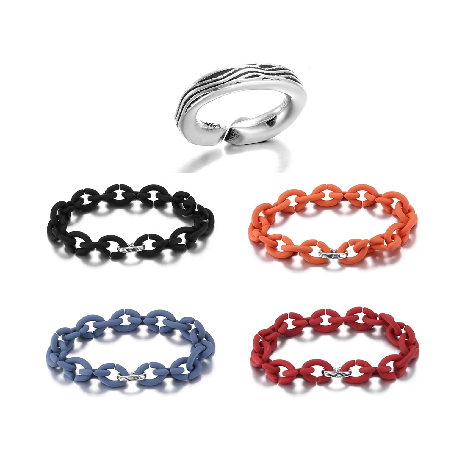 Real 925 sterling silver Striped circle Beads 10 colors Chain Hard Rubber X Bracelets Bracelet for Accessories Jewelry Wholesale
Real 925 sterling silver Striped circle Beads 10 colors Chain Hard Rubber X Bracelets Bracelet for Accessories Jewelry Wholesale