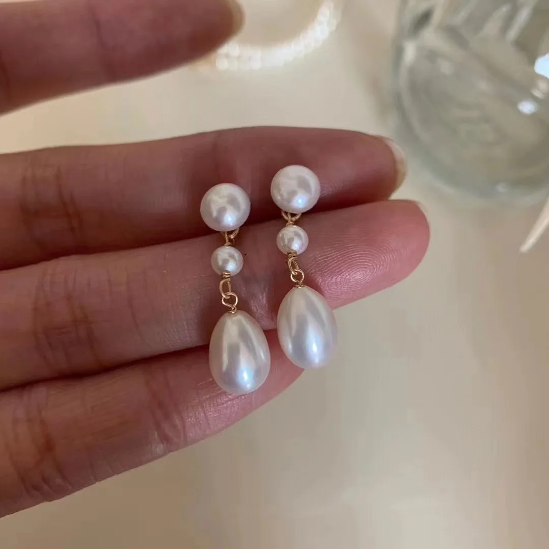 Fashion double wear long s925 silver needle natural freshwater pearl round earrings for women, As pictures
Fashion double wear long s925 silver needle natural freshwater pearl round earrings for women, As pictures