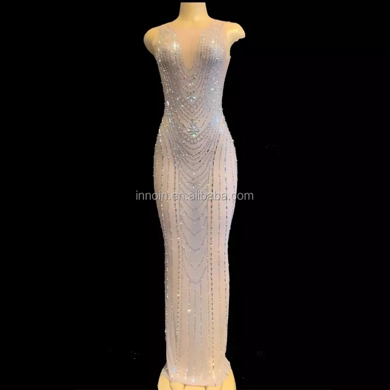 Sparkly Rhinestone Mesh Long Dress Women"s Birthday Celebrate See Through Net Dresses Stage Costume Dance Performance Outfit
Sparkly Rhinestone Mesh Long Dress Women"s Birthday Celebrate See Through Net Dresses Stage Costume Dance Performance Outfit