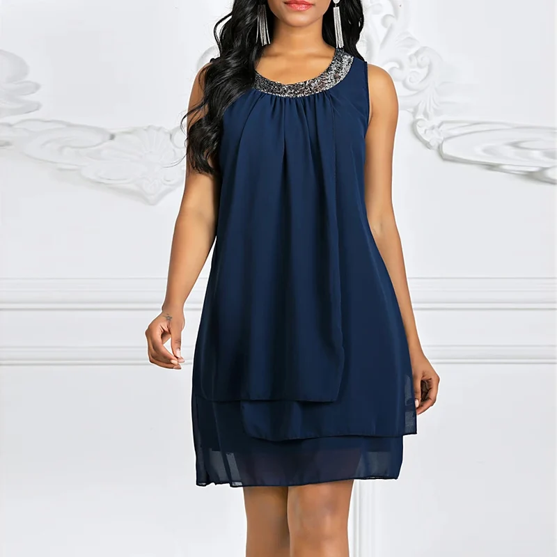 Women's Plus Size Chiffon Sleeveless Solid Color Dress
Women's Plus Size Chiffon Sleeveless Solid Color Dress