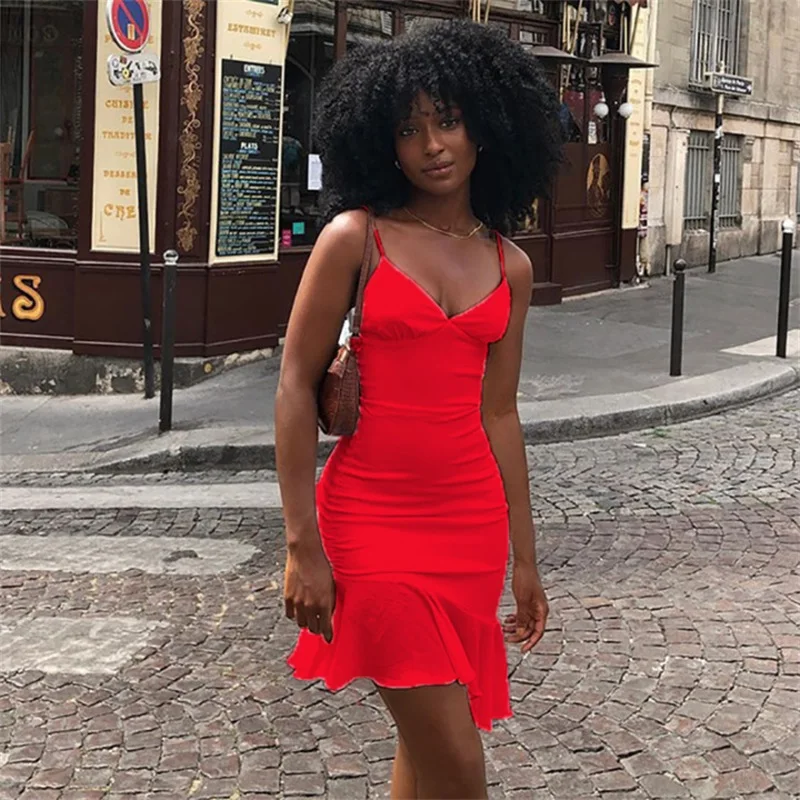 Casual Halter Women Clothing Solid Color Ruffle Ladies plain red dresses women party
Casual Halter Women Clothing Solid Color Ruffle Ladies plain red dresses women party
