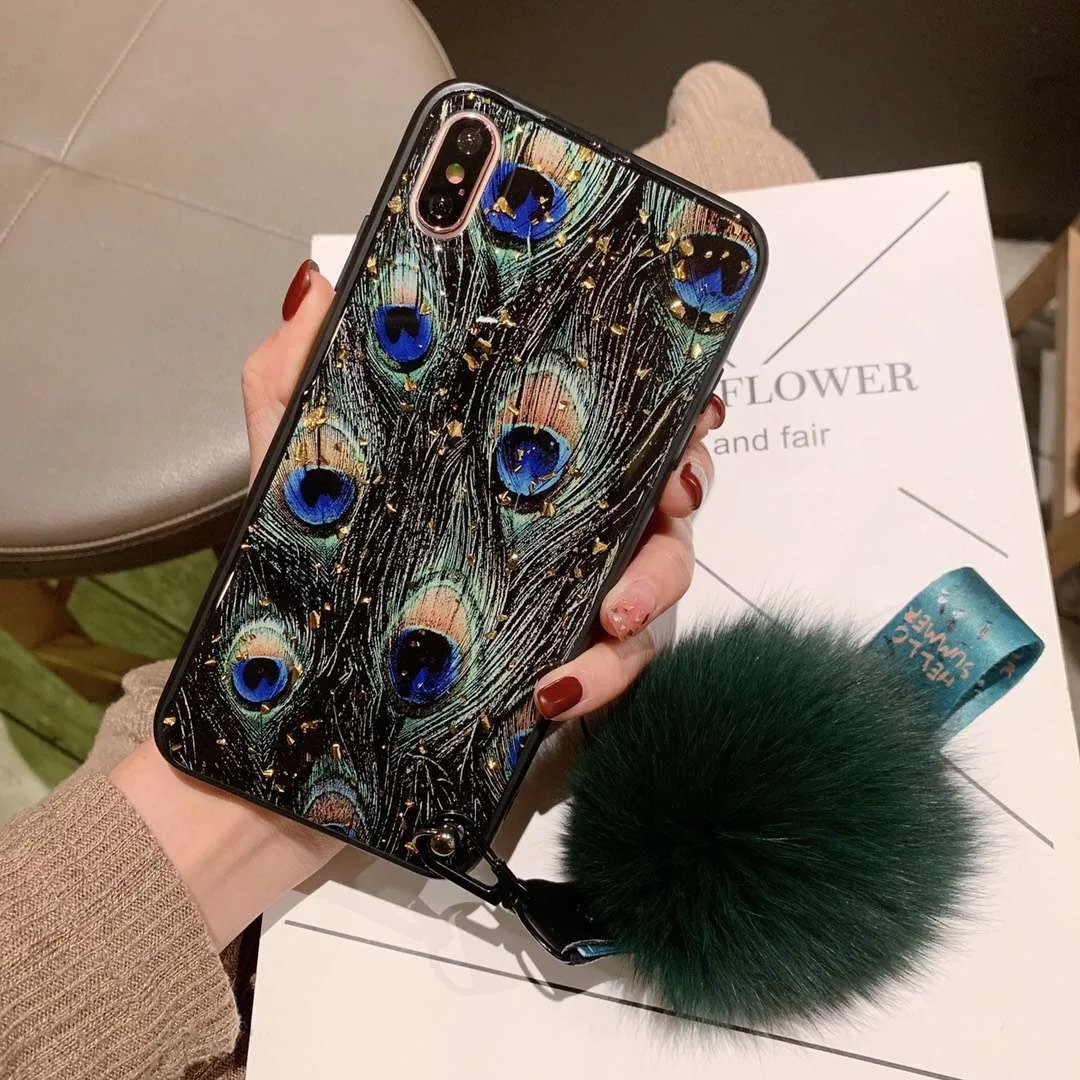ree Shipping Strap Green Peacock Feather Epoxy Lanyard Luxury Hair Ball Peafowl Phone Case for iphone 12 MAX XS XR 6 7 8 plus X
ree Shipping Strap Green Peacock Feather Epoxy Lanyard Luxury Hair Ball Peafowl Phone Case for iphone 12 MAX XS XR 6 7 8 plus X