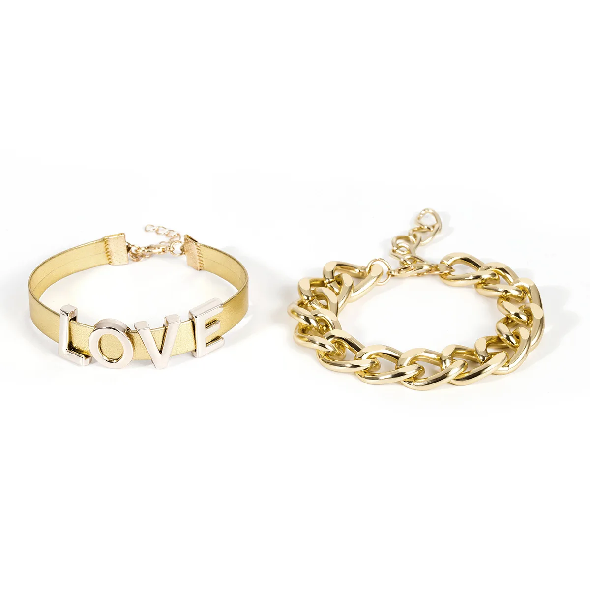 HY-00166 Exaggerated chain bracelet women's letter-style simple combination set bracelet, Gold
HY-00166 Exaggerated chain bracelet women's letter-style simple combination set bracelet, Gold