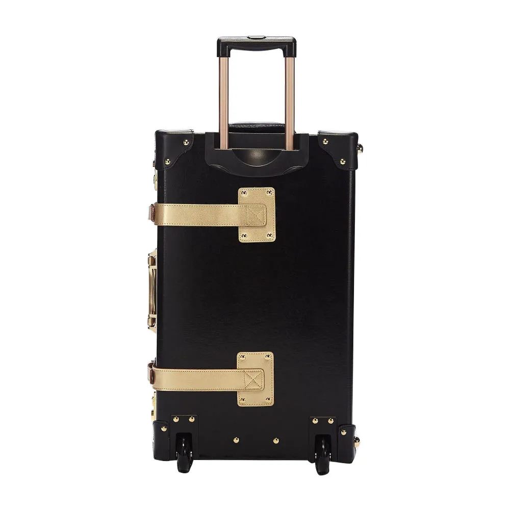 2019 New design trendy vintage portable black leather luggage suitcase set