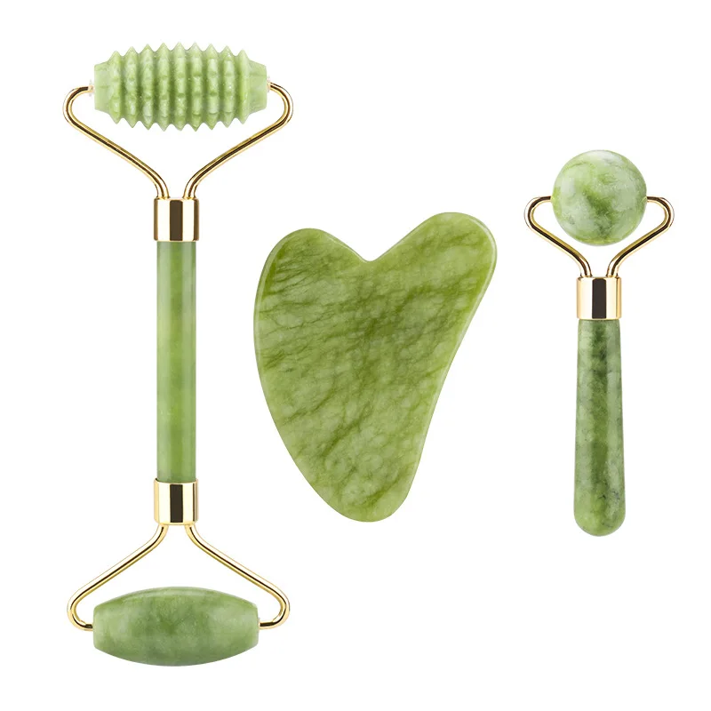 Natural Jade Roller Facial Massager Real Stone Face Roller Guasha Massage Board Set Guasha Tool Jade Roller Guasha Massage Board, Green
Natural Jade Roller Facial Massager Real Stone Face Roller Guasha Massage Board Set Guasha Tool Jade Roller Guasha Massage Board, Green