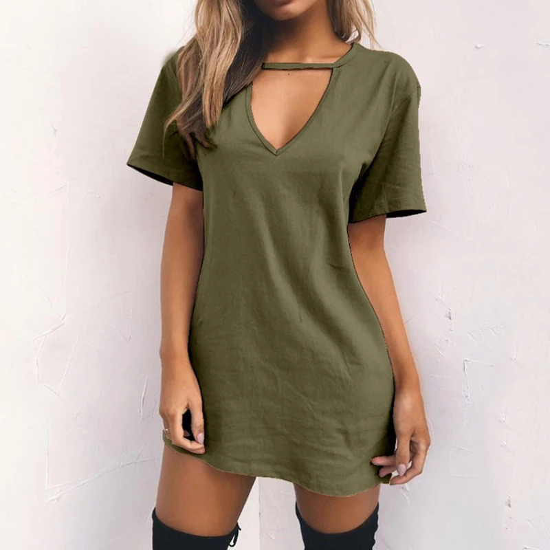 Summer T-Shirt Dress Hollow Out Deep V-Neck Mini Dress Short Sleeve Female Casual Sexy Solid Plus Size Womens Dresses Vestido
Summer T-Shirt Dress Hollow Out Deep V-Neck Mini Dress Short Sleeve Female Casual Sexy Solid Plus Size Womens Dresses Vestido