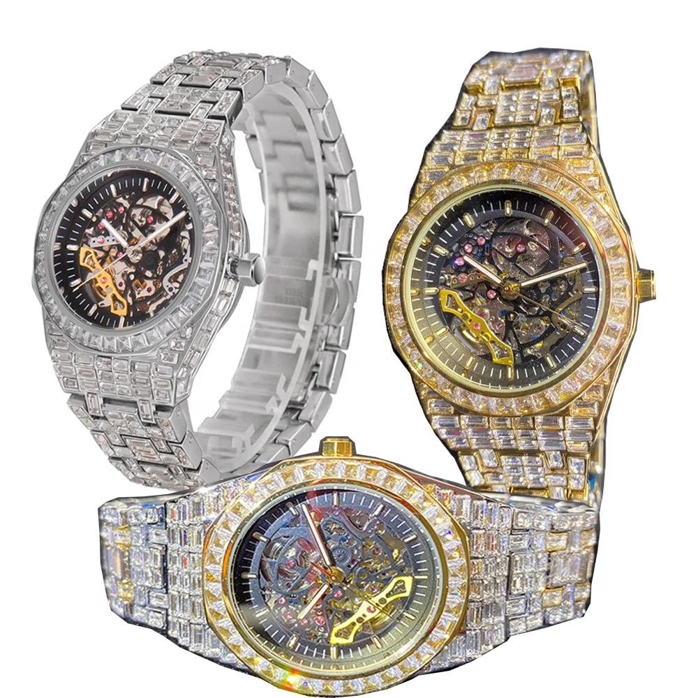 Luxury Brand Mechanical Automatic Watch Full Crystal Stone Hip Hop Bling Bling Watch Tourbillon Automatic, Gold /silver/two tone
Luxury Brand Mechanical Automatic Watch Full Crystal Stone Hip Hop Bling Bling Watch Tourbillon Automatic, Gold /silver/two tone