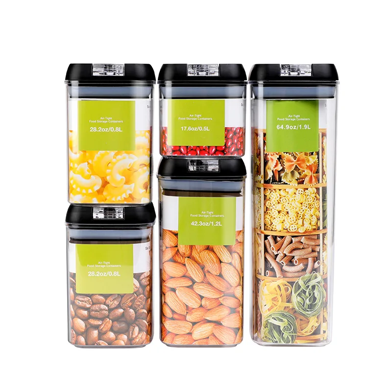 Easy Open 5 PCS BPA Free Reusable Transparent Plastic dry food kitchen seal airtight storage jars set
Easy Open 5 PCS BPA Free Reusable Transparent Plastic dry food kitchen seal airtight storage jars set