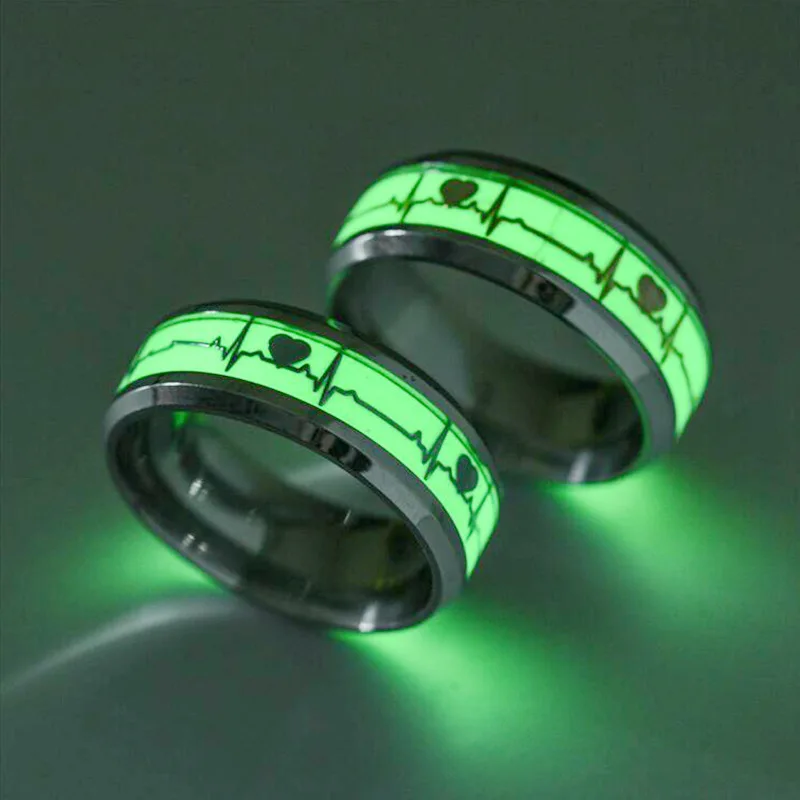 Stainless steel Luminous Heartbeat ring ECG Couple ring European jewelry For women and men
Stainless steel Luminous Heartbeat ring ECG Couple ring European jewelry For women and men
