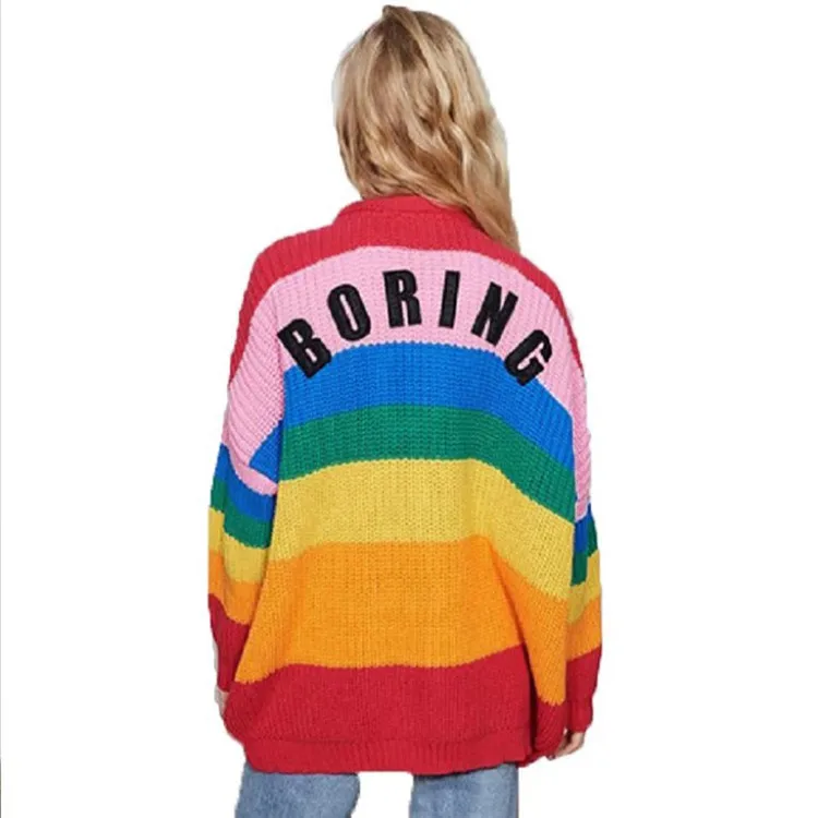 2021 autumn winter new loose Large size coat leisure long sleeve rainbow women's sweater cardigan
2021 autumn winter new loose Large size coat leisure long sleeve rainbow women's sweater cardigan