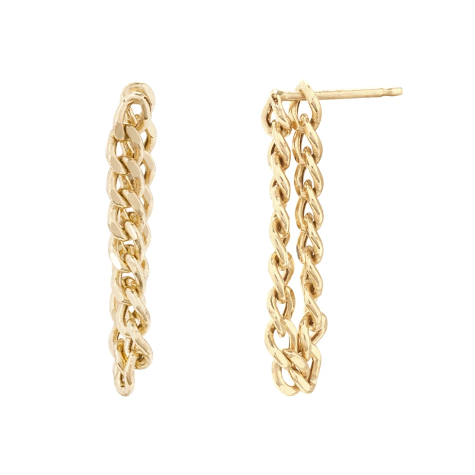 Trendy design for Women Earrings Jewelry Brass Gold Plated Long Chain Drop Stud earrings
Trendy design for Women Earrings Jewelry Brass Gold Plated Long Chain Drop Stud earrings