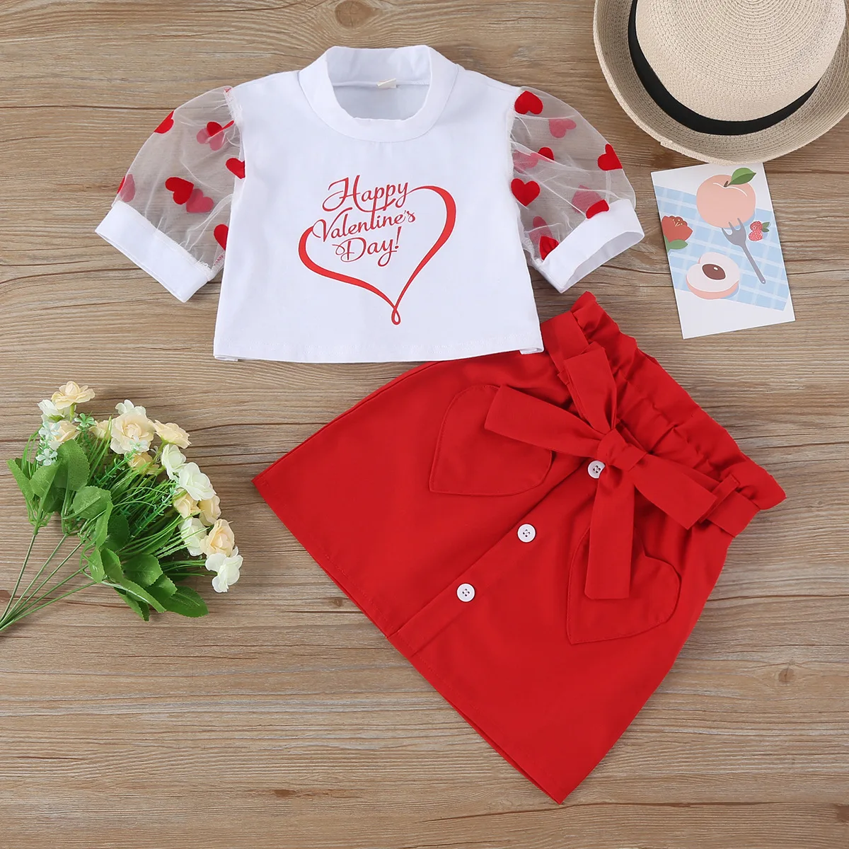 S120101 1-6years Valentines Day Sets Outfits 95% cotton Kids Baby Girls Clothes Red Heart T-Shirt + Skirt 2pcs set
S120101 1-6years Valentines Day Sets Outfits 95% cotton Kids Baby Girls Clothes Red Heart T-Shirt + Skirt 2pcs set