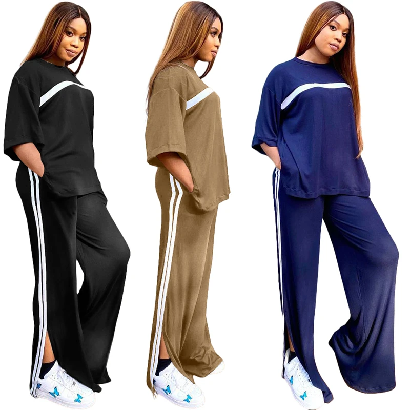 New Womens Tracksuits 2 Piece Set Stripe Jogger Outfits t Shirt And Wide Leg Pants Set Custom Logo Sportwear, As picture
New Womens Tracksuits 2 Piece Set Stripe Jogger Outfits t Shirt And Wide Leg Pants Set Custom Logo Sportwear, As picture
