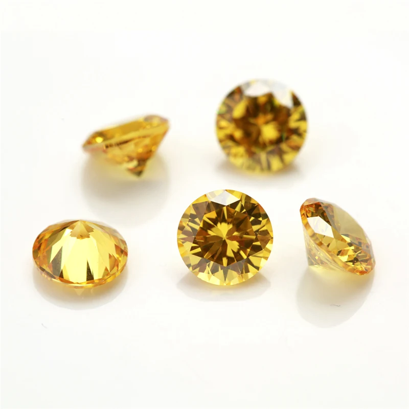 

Thriving Gems synthetic round brilliant cut cz stone golden yellow cubic zirconia