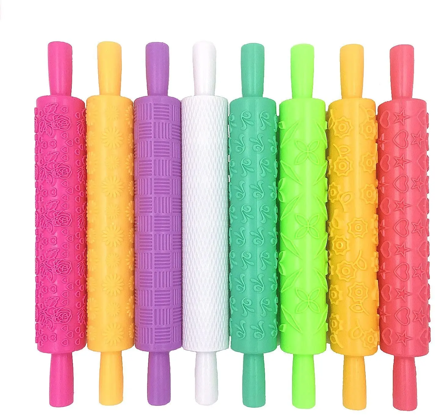 

8Pcs Cake Decorating Embossed Rolling Pins,Textured Non-Stick Designs and Patterned,Ideal for Pie Crust,Cookie,Pastry,Clay,Icing