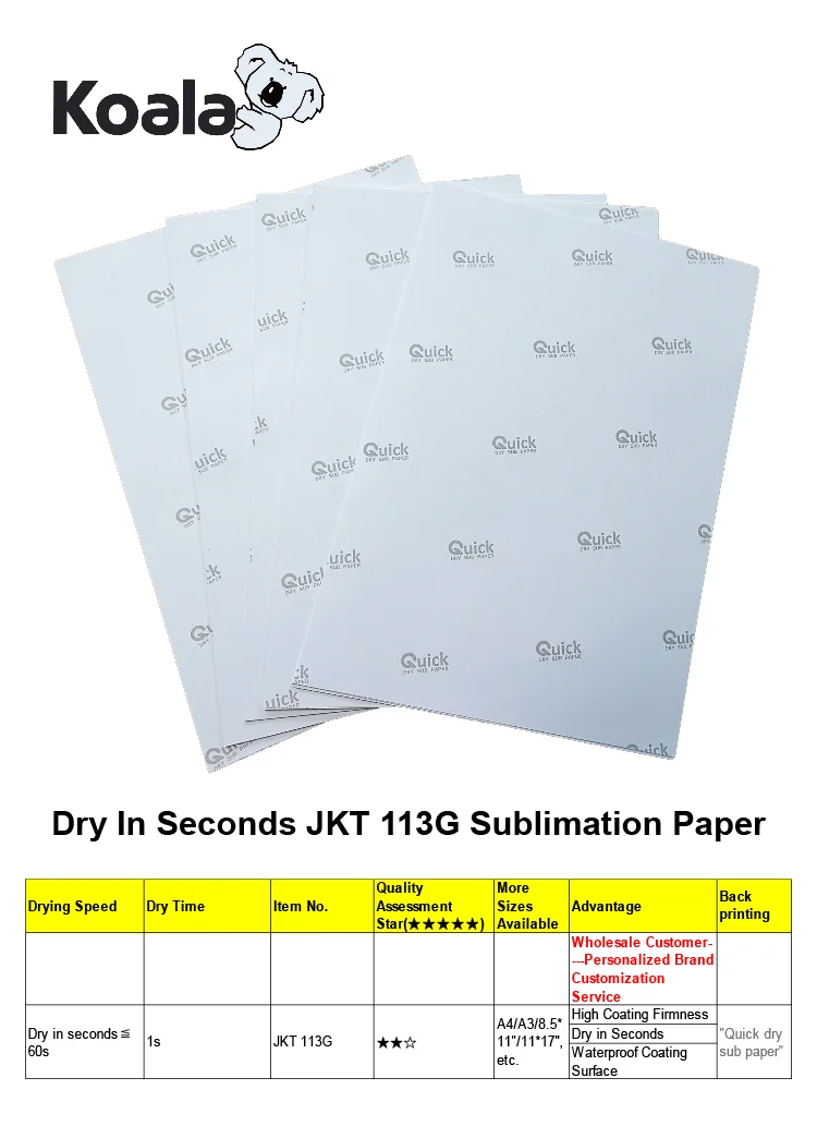 mugs jkt 113g sublimation heat transfer printing paper