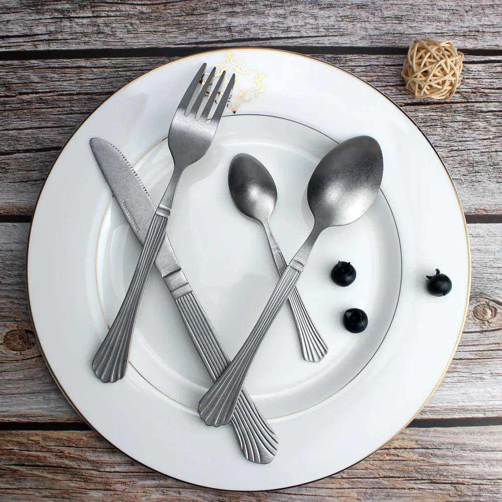 The Nordic Style Stainless Steel Tableware Sets 4 Pieces Silverware Set With Line Stripes Handle Including Fork Knife Spoons
The Nordic Style Stainless Steel Tableware Sets 4 Pieces Silverware Set With Line Stripes Handle Including Fork Knife Spoons