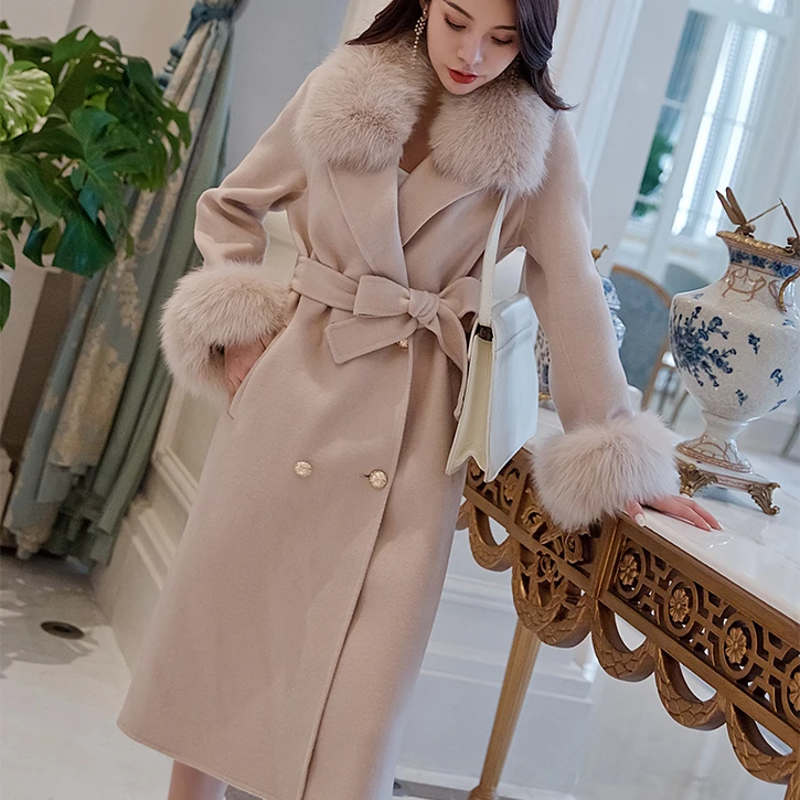 New Fashion Winter Women Elegant Cashmere Coat With Real Fox Fur Collar Wool Coat Women Long Style Cashmere Fur Coat
New Fashion Winter Women Elegant Cashmere Coat With Real Fox Fur Collar Wool Coat Women Long Style Cashmere Fur Coat