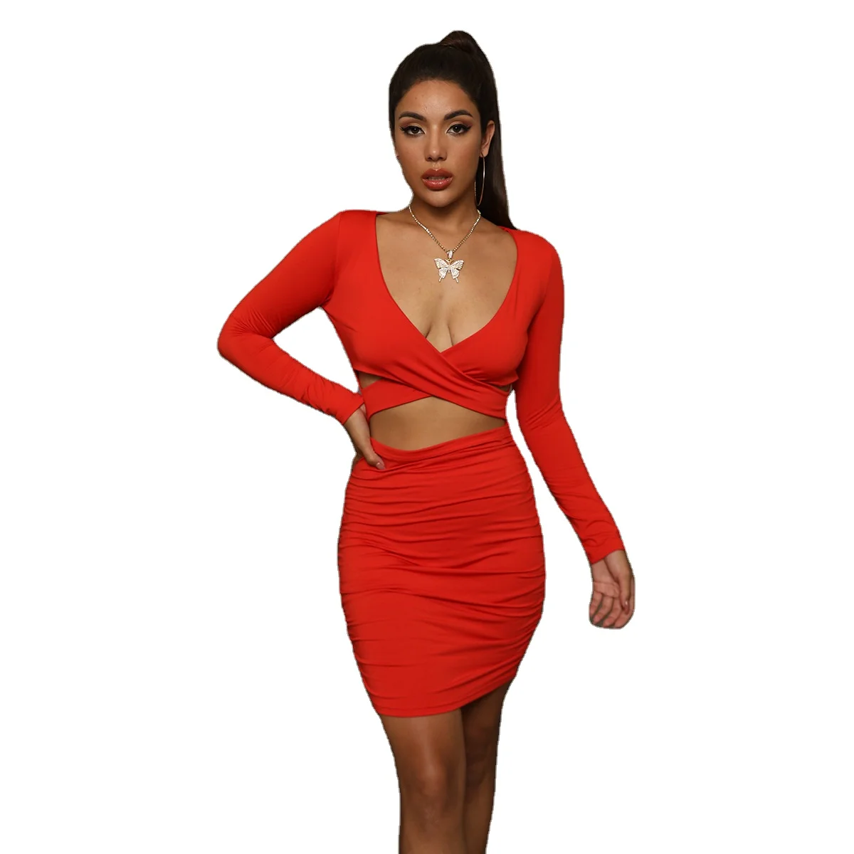 Elegant casual women's dress autumn and winter 2021 sexy hollow out hip wrap dress long sleeve pleated cross party short dress
Elegant casual women's dress autumn and winter 2021 sexy hollow out hip wrap dress long sleeve pleated cross party short dress