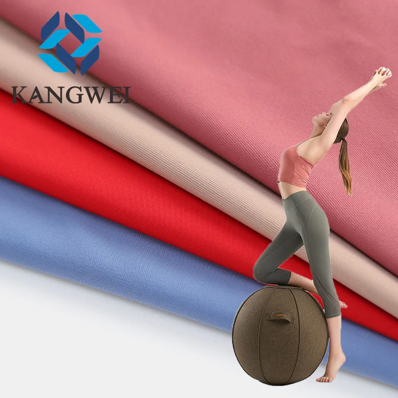 

Coolmax Plain Dyeing Nylon Spandex Yoga Fabric Breathable 4 Way Stretch Lycra Leggings Active wear Telas Custom Textile