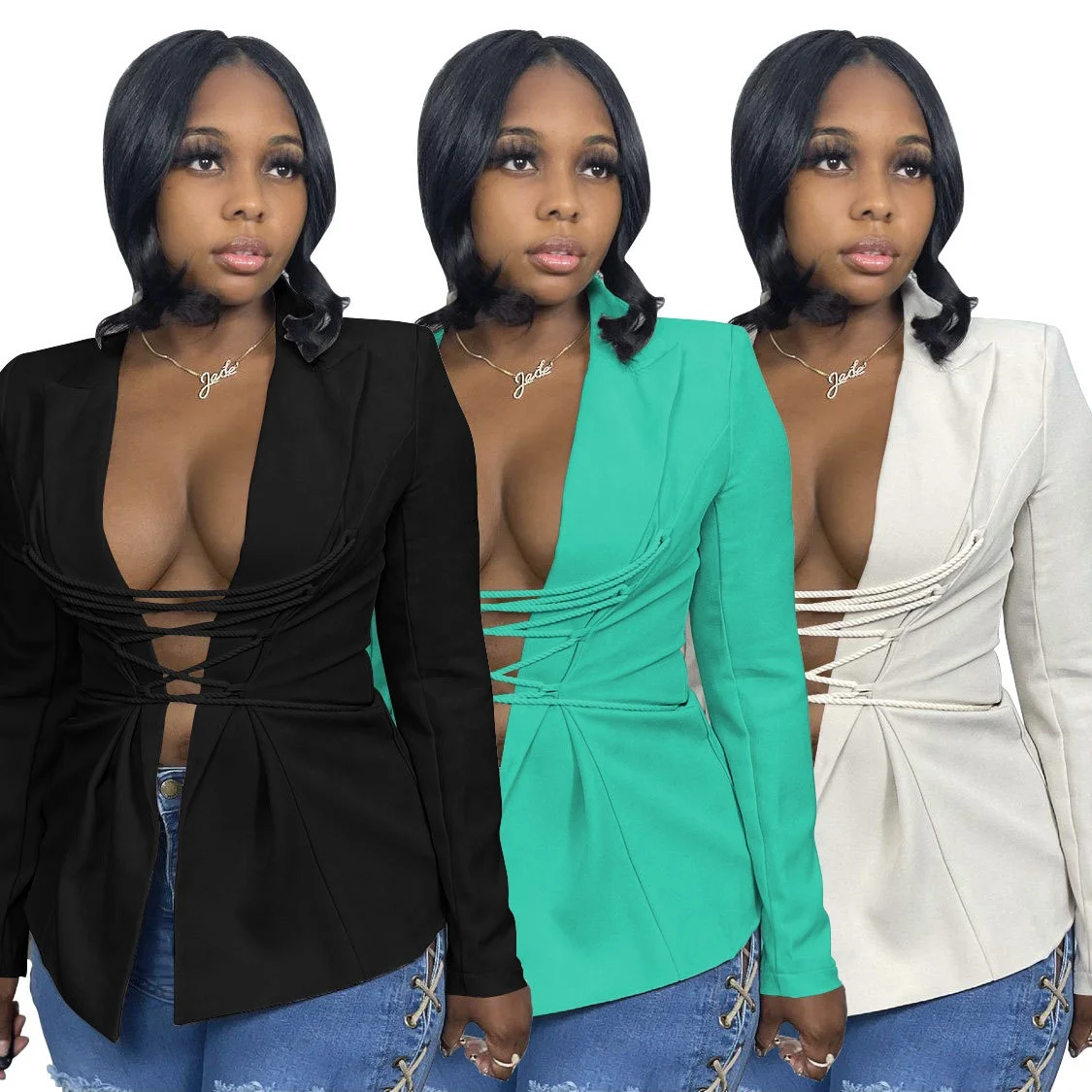 YS-M6589 In stock cute bandage deep v neck women office wear fashion solid long sleeve fall woman blazer jacket, As picture shows or customized color
YS-M6589 In stock cute bandage deep v neck women office wear fashion solid long sleeve fall woman blazer jacket, As picture shows or customized color