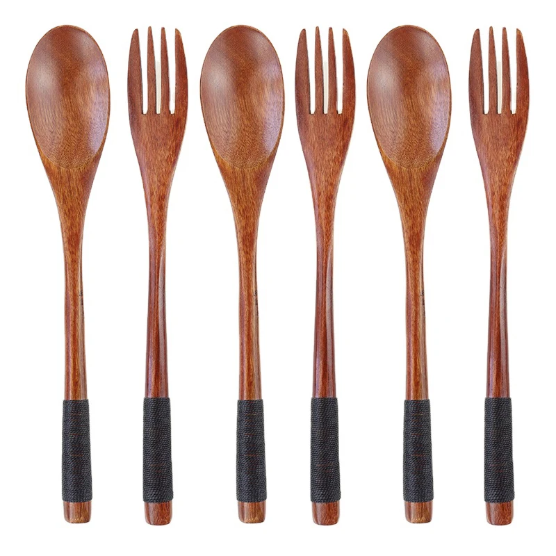 Japanese Style Portable Tied Line Reusable Wood Spoon Fork Wooden Travel Utensils Cutlery Flatware Tableware Set 
Japanese Style Portable Tied Line Reusable Wood Spoon Fork Wooden Travel Utensils Cutlery Flatware Tableware Set