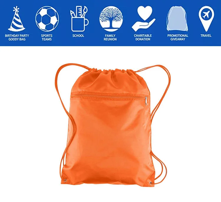 factort cheap nylon drawstring promo backpack bags with pocket