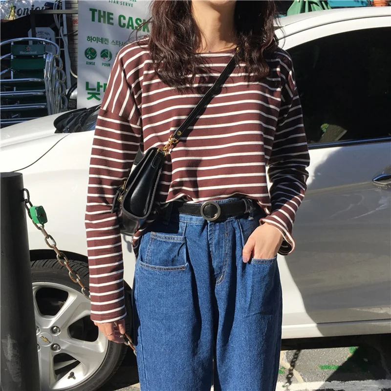 Autumn new Korean style college casual casual casual casual large size show thin long sleeve T-shirt for women
Autumn new Korean style college casual casual casual casual large size show thin long sleeve T-shirt for women
