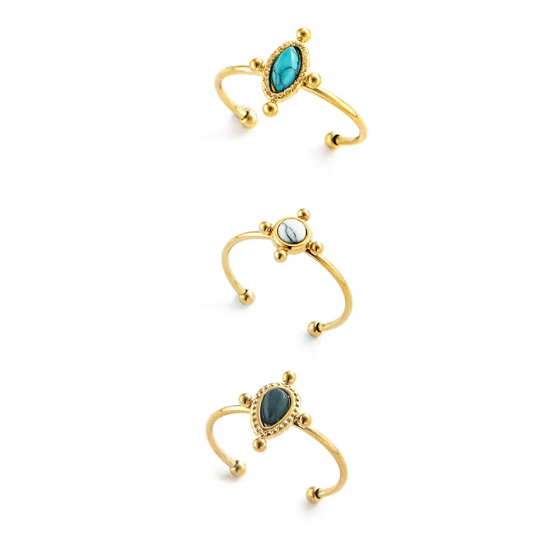 Resizable Size Women's 18K Gold Plated Stainless Steel Jewelry NaturalStone Adjustable Small Finger Rings, 18k gold color
Resizable Size Women's 18K Gold Plated Stainless Steel Jewelry NaturalStone Adjustable Small Finger Rings, 18k gold color