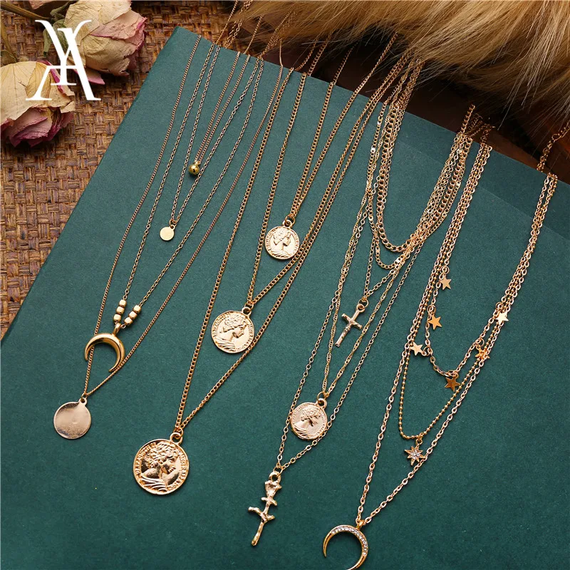 Bohemian Multi Layered for Women Vintage Portrait Coin Star Moon Pendant Necklace Geometric Collier Collares
Bohemian Multi Layered for Women Vintage Portrait Coin Star Moon Pendant Necklace Geometric Collier Collares