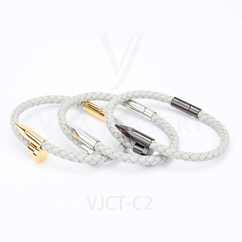 Wholesale Fashion Style Woven Leather Stainless Steel Magnet Buckle Bracelet, Black/red/white/blue/grey/brown
Wholesale Fashion Style Woven Leather Stainless Steel Magnet Buckle Bracelet, Black/red/white/blue/grey/brown