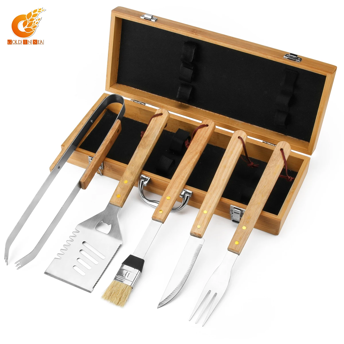 Amazon Hot Sale 5pcs BBQ Tools Set Outdoor BBQ Accessory Grill Tools Set With Bamboo Case
Amazon Hot Sale 5pcs BBQ Tools Set Outdoor BBQ Accessory Grill Tools Set With Bamboo Case