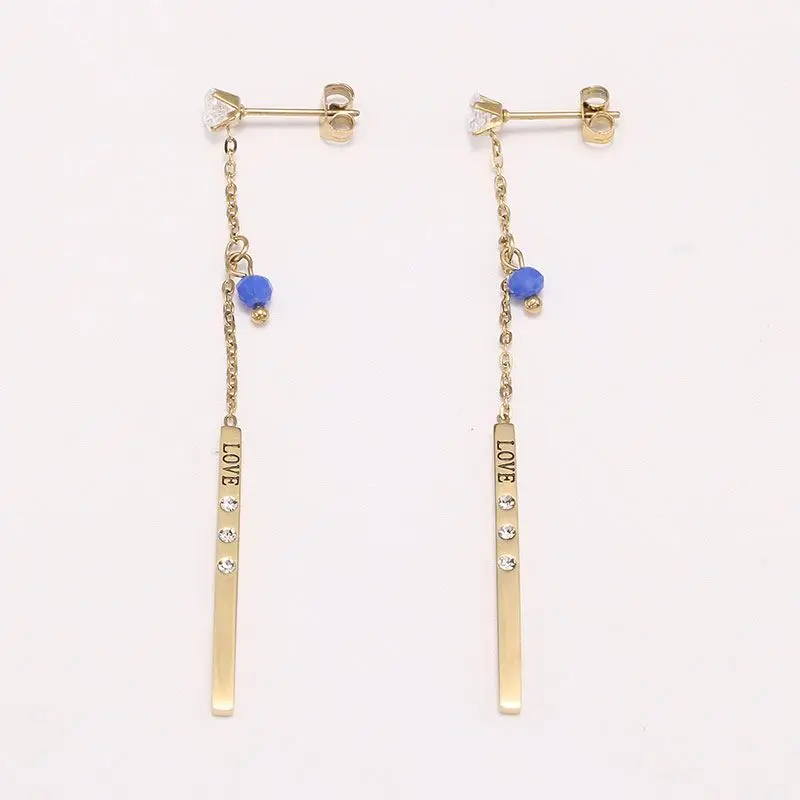 Engraved Love Zircon Stainless Steel Tassel Bar Pendant Gold Plated Fashion Earrings
Engraved Love Zircon Stainless Steel Tassel Bar Pendant Gold Plated Fashion Earrings
