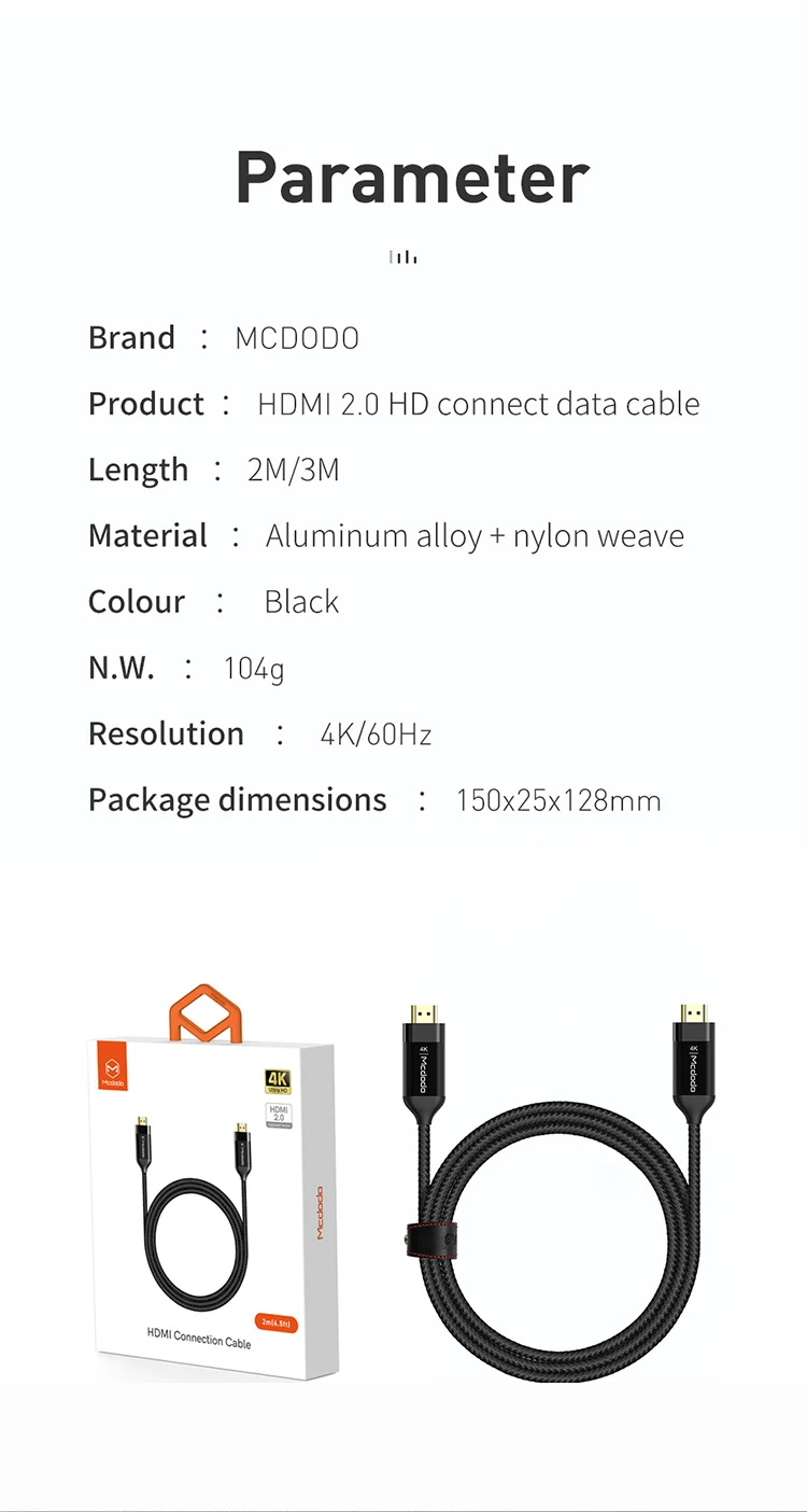 Mcdodo New 2019 Trending Product Aluminum Alloy 1.4 2.0 3840p 2160p 4K Resolution HD-MI to HD-MI Nylon Cable Ps2 Ps3 Ps4 Hdtv - ANKUX.COM