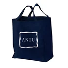 Dark blue cotton canvas shopping tote bag custom logo
