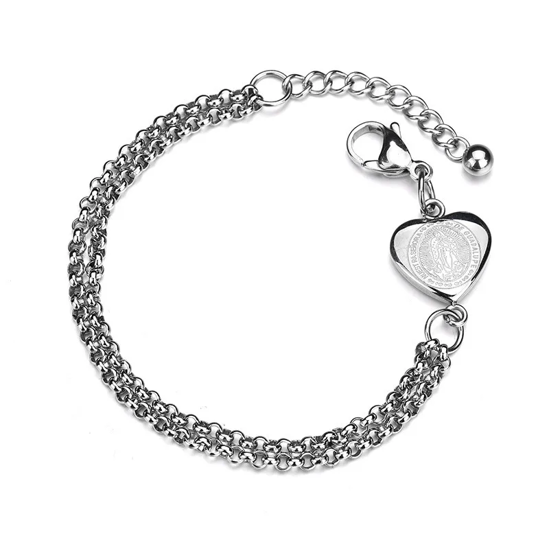 New Classic Stainless Steel Chain Heart Painting Charm Bracelet Double Layered Love Heart Jesus Bracelets
New Classic Stainless Steel Chain Heart Painting Charm Bracelet Double Layered Love Heart Jesus Bracelets