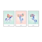 3 Panels Happy Deer Flower Canvas Wall Painting Art