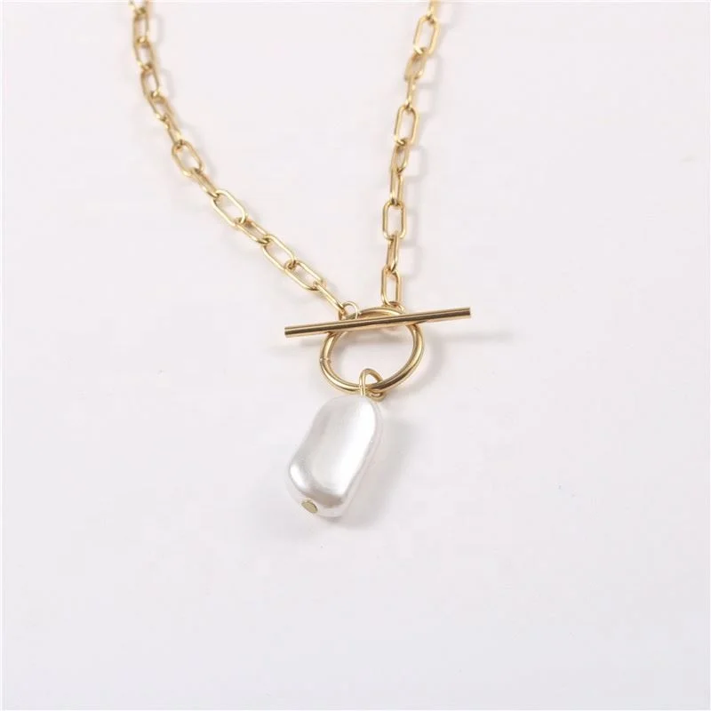 Jewelry 18K Gold Plated Shell Pendant Toggle Clavicle Necklace Stainless Steel Jewelry Wholesale
Jewelry 18K Gold Plated Shell Pendant Toggle Clavicle Necklace Stainless Steel Jewelry Wholesale