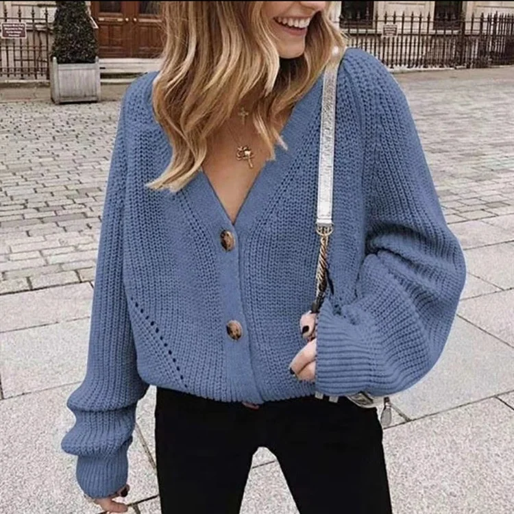 2021 autumn and winter foreign trade new style women cardigan solid color v-neck lantern sleeve button knitted jersey sweaters
2021 autumn and winter foreign trade new style women cardigan solid color v-neck lantern sleeve button knitted jersey sweaters