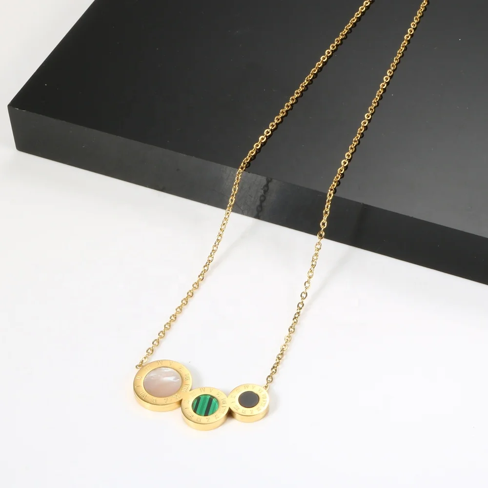 Luxury High Quality Stainless Steel Jewelry For Women 3 Circle Necklace Malachite Shell And Pearl Gem Pendant Necklaces, Gold/silver/rose gold
Luxury High Quality Stainless Steel Jewelry For Women 3 Circle Necklace Malachite Shell And Pearl Gem Pendant Necklaces, Gold/silver/rose gold