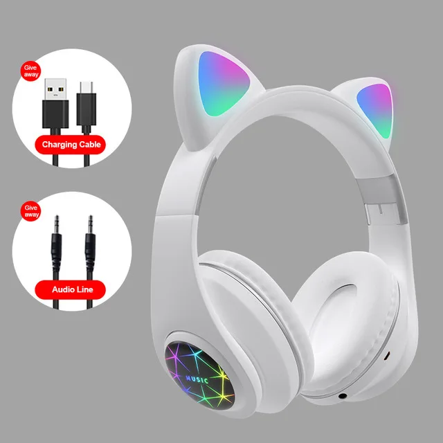 Good gift M2 Wireless Headset Cat Ear BT5.0 Headset Headphones Over Ear Earphones With LED Light Volume Control For Kids Girls, Multicolors options
Good gift M2 Wireless Headset Cat Ear BT5.0 Headset Headphones Over Ear Earphones With LED Light Volume Control For Kids Girls, Multicolors options