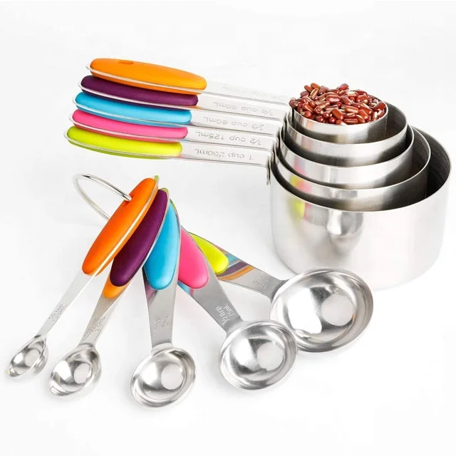 Kitchen Accessories 304/430 Stainless Steel Measuring Cups and Spoons 10 Pcs Set With Silicone Handle Measuring Cups and Spoons, Product color
Kitchen Accessories 304/430 Stainless Steel Measuring Cups and Spoons 10 Pcs Set With Silicone Handle Measuring Cups and Spoons, Product color