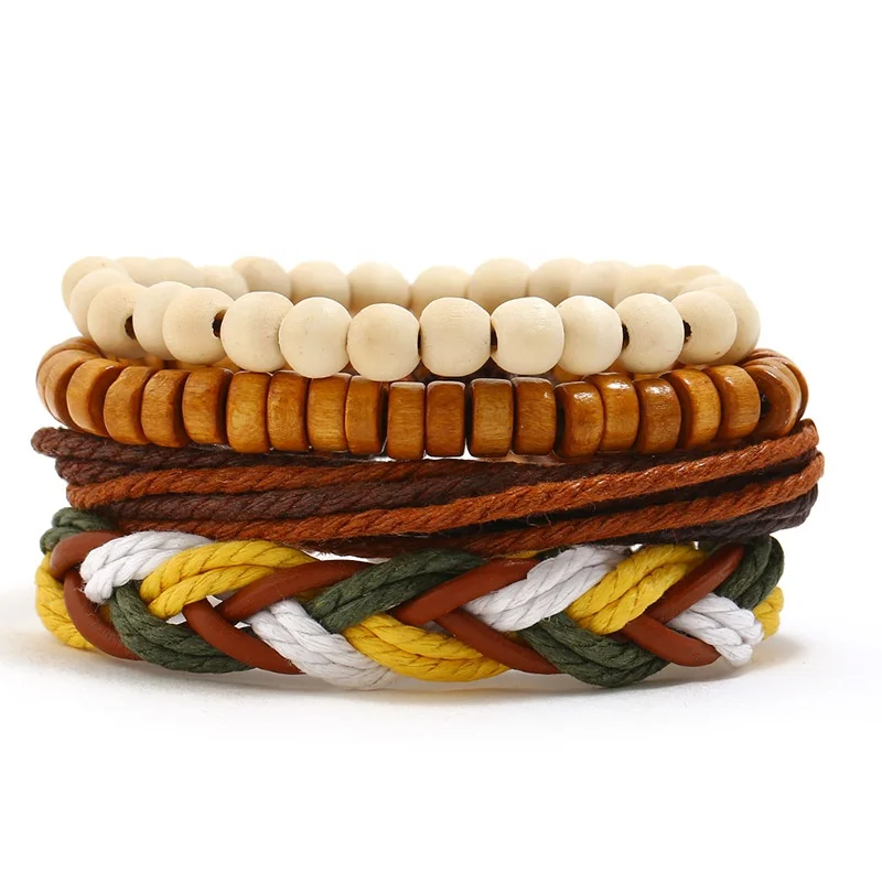 Vintage hand-woven DIY Four piece leather bracelet with simple suit hemp rope jewelry rope bracelet, Mix color
Vintage hand-woven DIY Four piece leather bracelet with simple suit hemp rope jewelry rope bracelet, Mix color