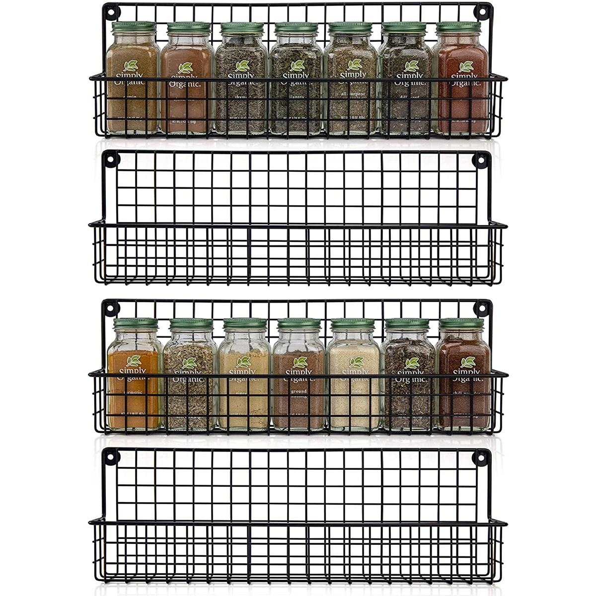Farmhouse Style Hanging Spice Racks For Wall Mount - Easy To Install Set of 4 Space Saving Racks, Black
Farmhouse Style Hanging Spice Racks For Wall Mount - Easy To Install Set of 4 Space Saving Racks, Black