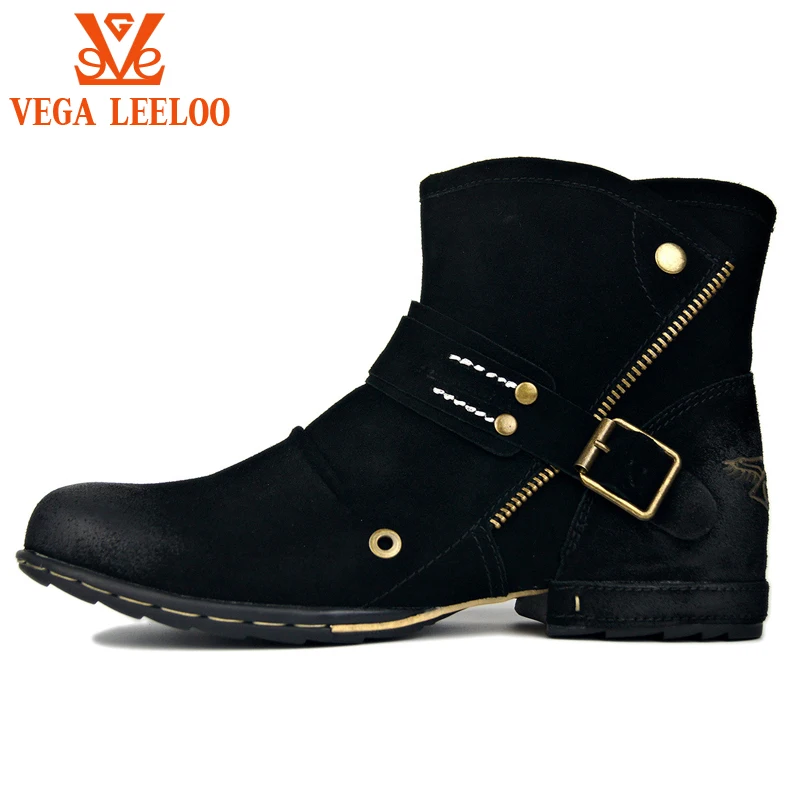 Suede leather men's fashion boots high ankle retro knight boots, Black/brown 
Suede leather men's fashion boots high ankle retro knight boots, Black/brown