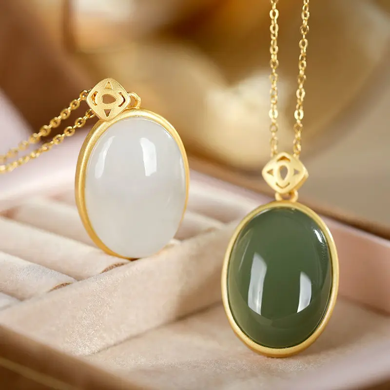 Natural Hetian Jade Sweater Pendant Necklace S925 Sterling Silver Gift for Ladies Simple Oval Jewelry Exquisite Elegant
Natural Hetian Jade Sweater Pendant Necklace S925 Sterling Silver Gift for Ladies Simple Oval Jewelry Exquisite Elegant