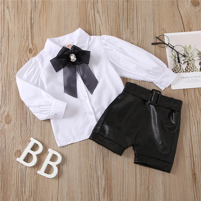 2021 New Baby Kid Girl White Puff Shirt with Bow tie + Black Belt Shorts 2 pcs Outfit Set 1-5T, As photos
2021 New Baby Kid Girl White Puff Shirt with Bow tie + Black Belt Shorts 2 pcs Outfit Set 1-5T, As photos