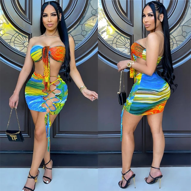 GX132Q clothing vendors sexy ladies club wear 2021 bandage 2 piece skirt set women summer casual print two piece outfit, Picture
GX132Q clothing vendors sexy ladies club wear 2021 bandage 2 piece skirt set women summer casual print two piece outfit, Picture